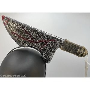 Zombie Bloody Cleaver Through Head Headband Plastic Ages 14+ Skull Handle